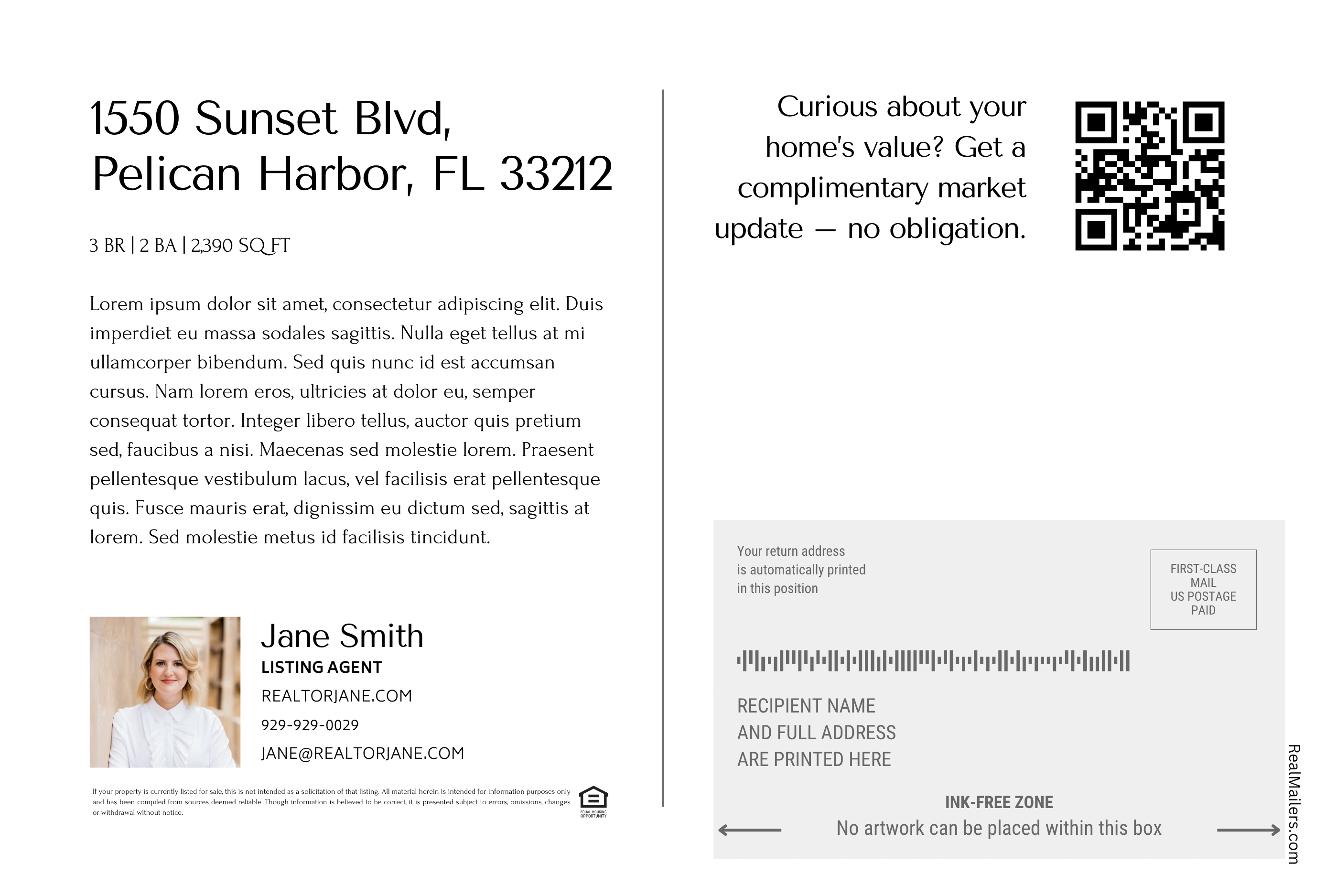 Just Sold postcard back